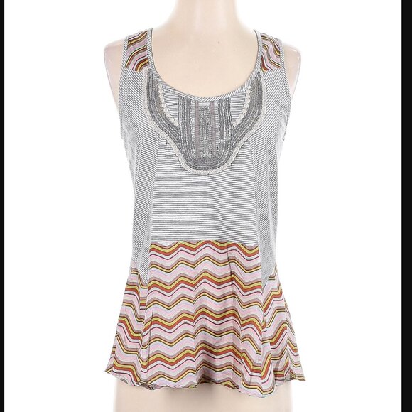 A Common Thread Multi-Colour boho scoop neck silk tank top tunic-Small - Picture 2 of 11